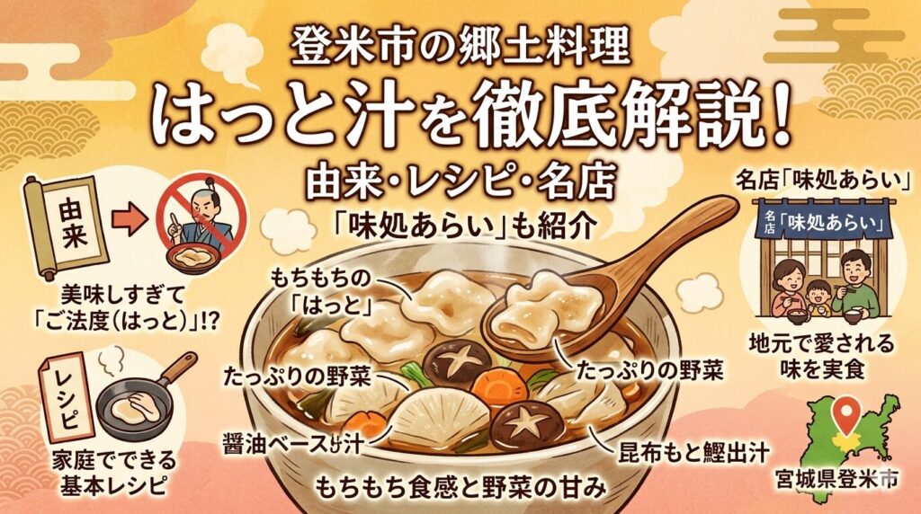 はっと汁とは？宮城県登米市の郷土料理の由来・レシピ・名店「味処あらい」を徹底解説