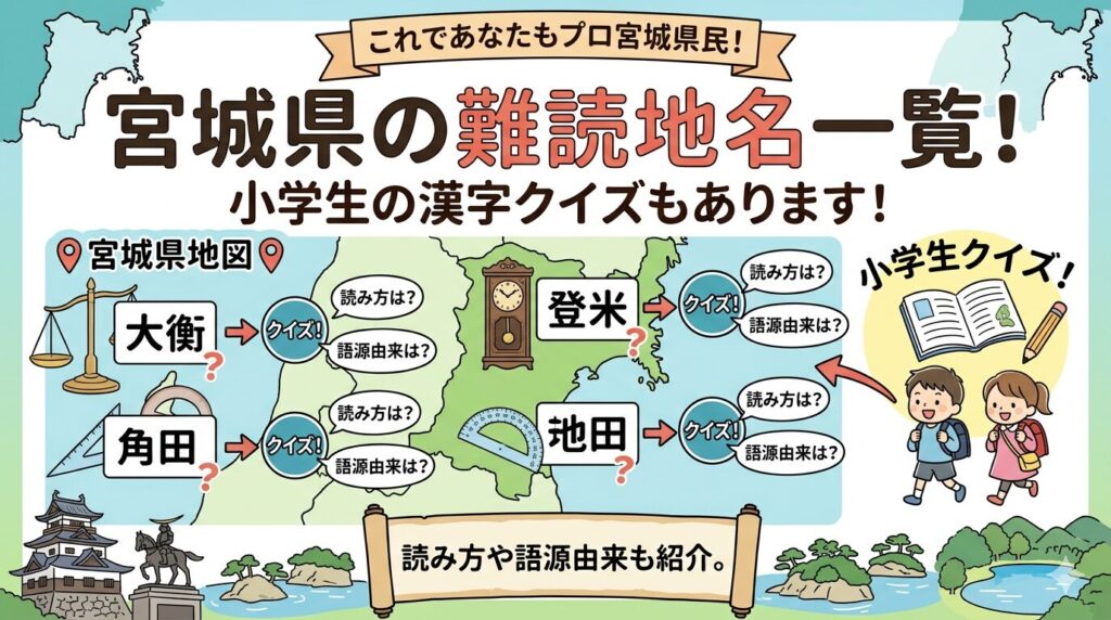 宮城県の難読地名一覧！小学生の漢字クイズもあります！読み方や語源由来も紹介。これであなたもプロ宮城県民！