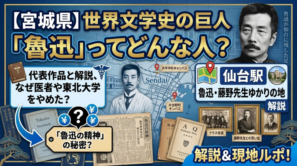 【宮城県】世界文学史の巨人「魯迅」ってどんな人?代表作品と解説、なぜ医者や東北大学をやめた?仙台で何をしていた?仙台にある魯迅・藤野先生ゆかりの地にいってみた