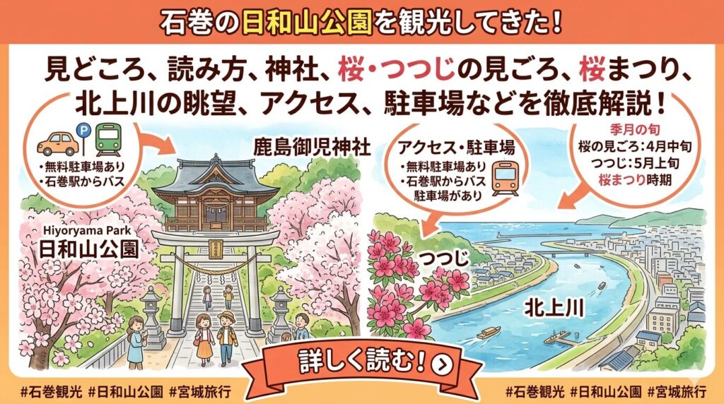 石巻の日和山公園に観光してきた!見どころや読み方、神社や桜・つつじの見ごろ、桜まつりの時期や営業時間、北上川の眺望、アクセスや駐車場情報など解説!