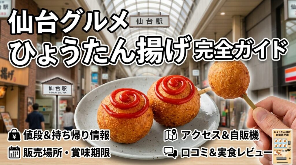 仙台グルメのひょうたん揚げの値段は？持ち帰りは仙台駅やアーケードのどこで売ってるの？販売場所や賞味期限、アクセスを解説！口コミや実食レビューや自動販売機情報も紹介