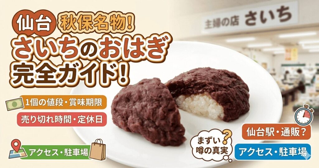 仙台秋保の主婦の店「さいちのおはぎ」1個の値段は？賞味期限や売り切れ時間、定休日や営業時間、通販や仙台駅で売ってる？まずいという噂は本当？口コミレビュー、アクセス・駐車場情報を解説！